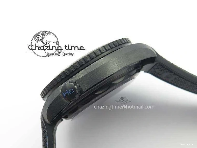 0317 Unique Planet Ocean 45mm Real Ceramic Blue BP-Maker Best Edition Black Dial On Nylon Rubber Strap A 8184